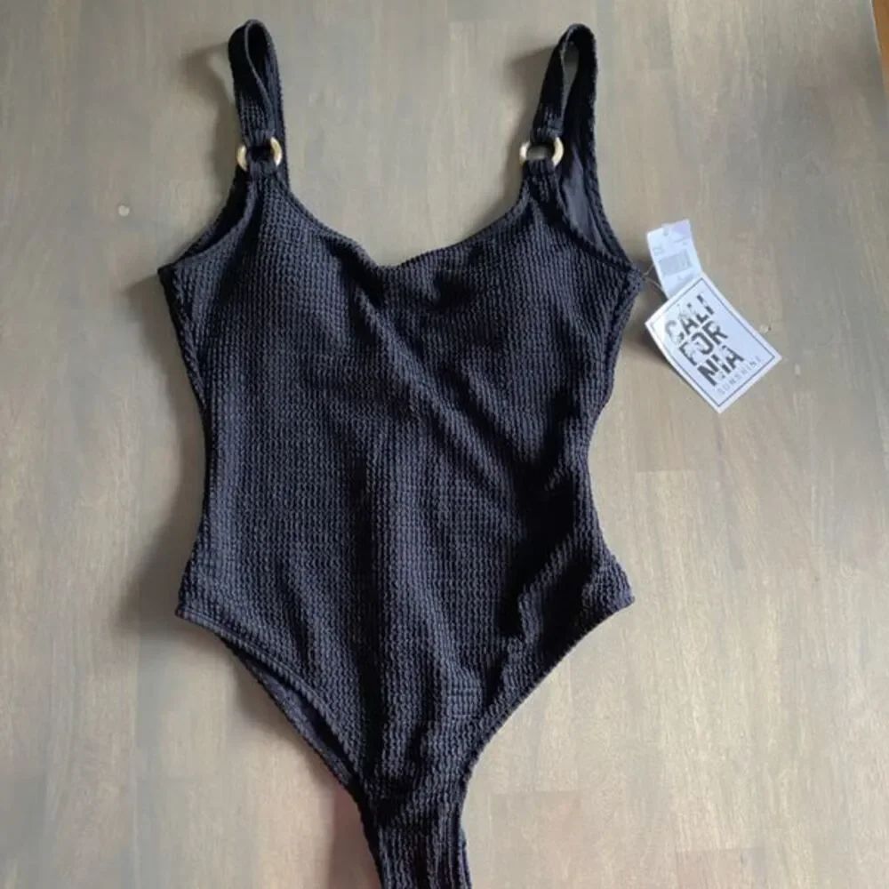 California Sunshine Black One-Piece Swimsuit size Large